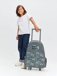 Smiggle Wild Side Kids Trolley Backpack with Wheels – Rolling School Bag with Retractable Handle - Adenzo Comfies