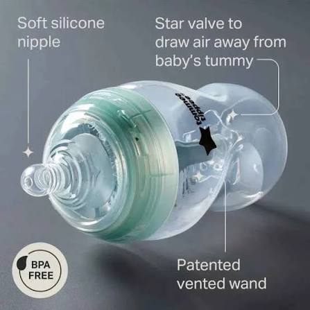 Tommee Tippee Anti-Colic Bottles Natural Start & Advanced,  260ml (Slow Flow).