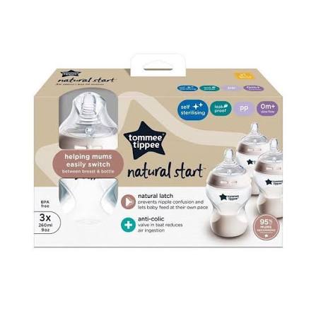 Tommee Tippee Natural Start 260ml Bottles 3 Pack.