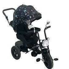 BB - 228 Children’s Tricycle for Toddlers, Black, Durable Three - Wheel Ride - On Bike with Safety Seat, Music Function, and Push Handle – Ages 1–4 Years - Adenzo Comfies