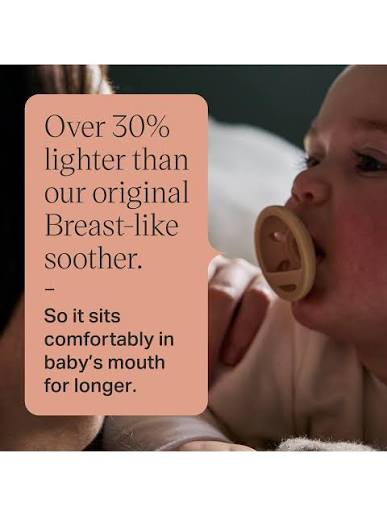 Tommee Tippee Breast-Like Soother, Lightweight, One-piece Silicone Design, Symmetrical Teat, 0-6m, 2 Pack.