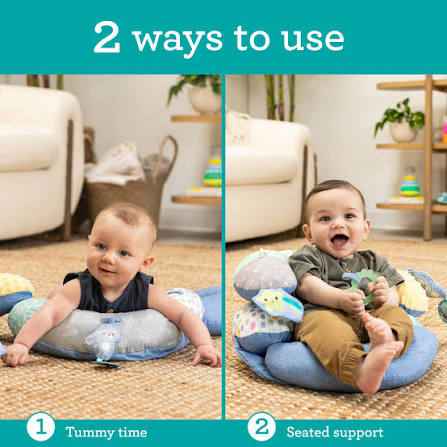 Infantino 2-in-1 Tummy Time & Seated Support - for Newborns and Older Babies, with Detachable Support Pillow and Toys. - Adenzo Comfies