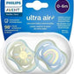 Philips Avent Ultra Air Soother - 2 x Light, Breathable Baby Soothers for Babies Aged 0‑6 Months, BPA-Free with Steriliser Carry Case (Model SCF085/58).