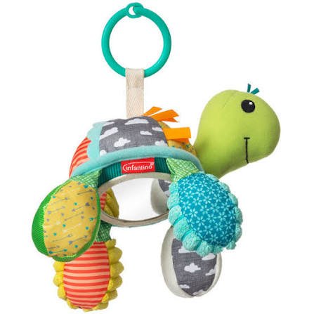 Infantino Turtle Mirror Pal - Green |Stroller & High Chair Toys|Baby soft Plush Toys| - Adenzo Comfies
