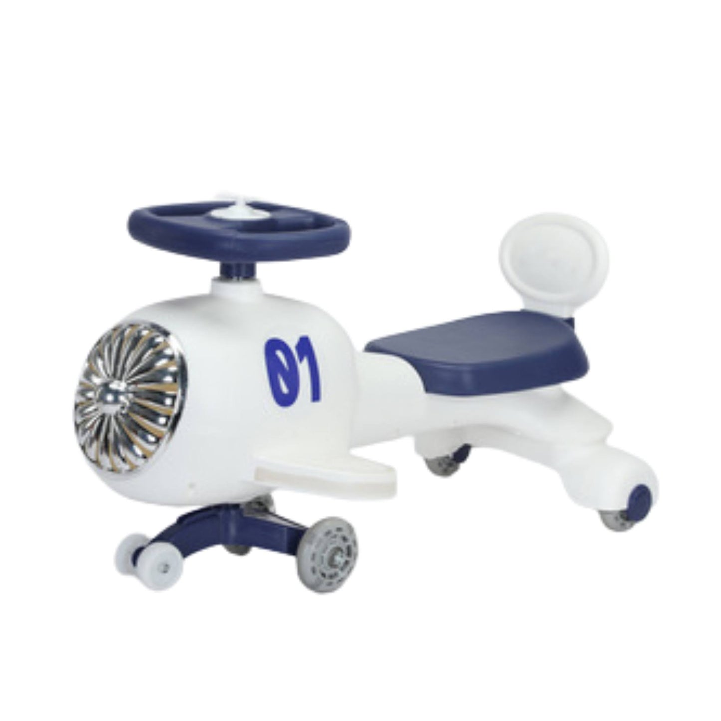 Vintage Airplane Bimba Ride - On Toy – Battery - Free Steering Wheel Car with Music for Kids Aged 2–7 - Adenzo Comfies