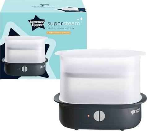 Tommee Tippee Supersteam Electric Steam Steriliser, Black, for Baby Bottles, Soothers and Feeding Accessories.