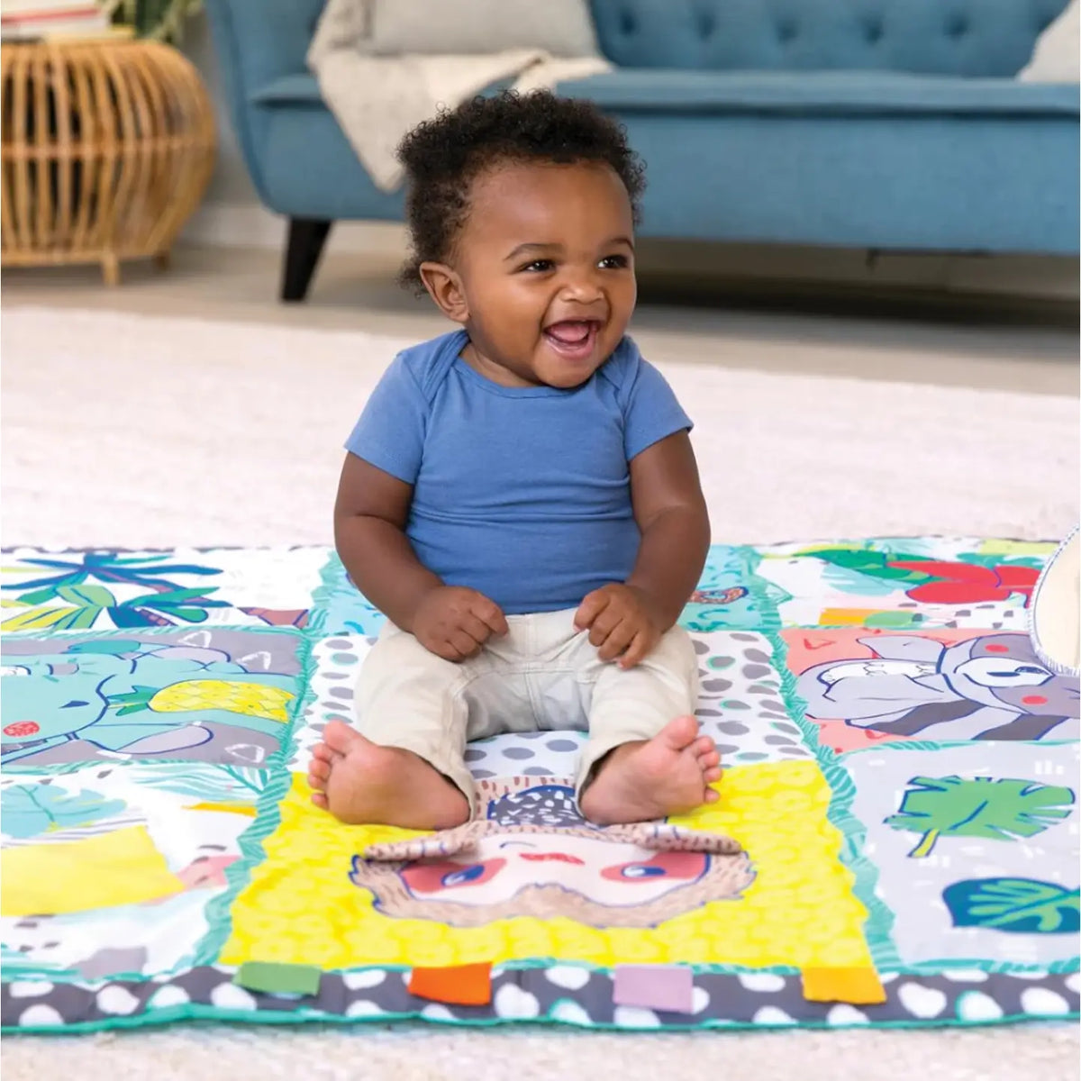 Infantino Giant Sensory Discovery Mat with Handle (134.62 x 1 x 121.92 cm) Age- Newborn & Above - Adenzo Comfies