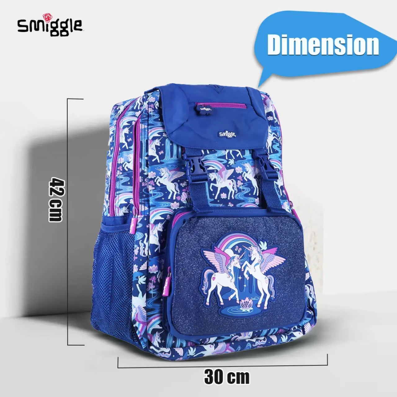 Smiggle Away Foldover Backpack Navy, 3Y+.