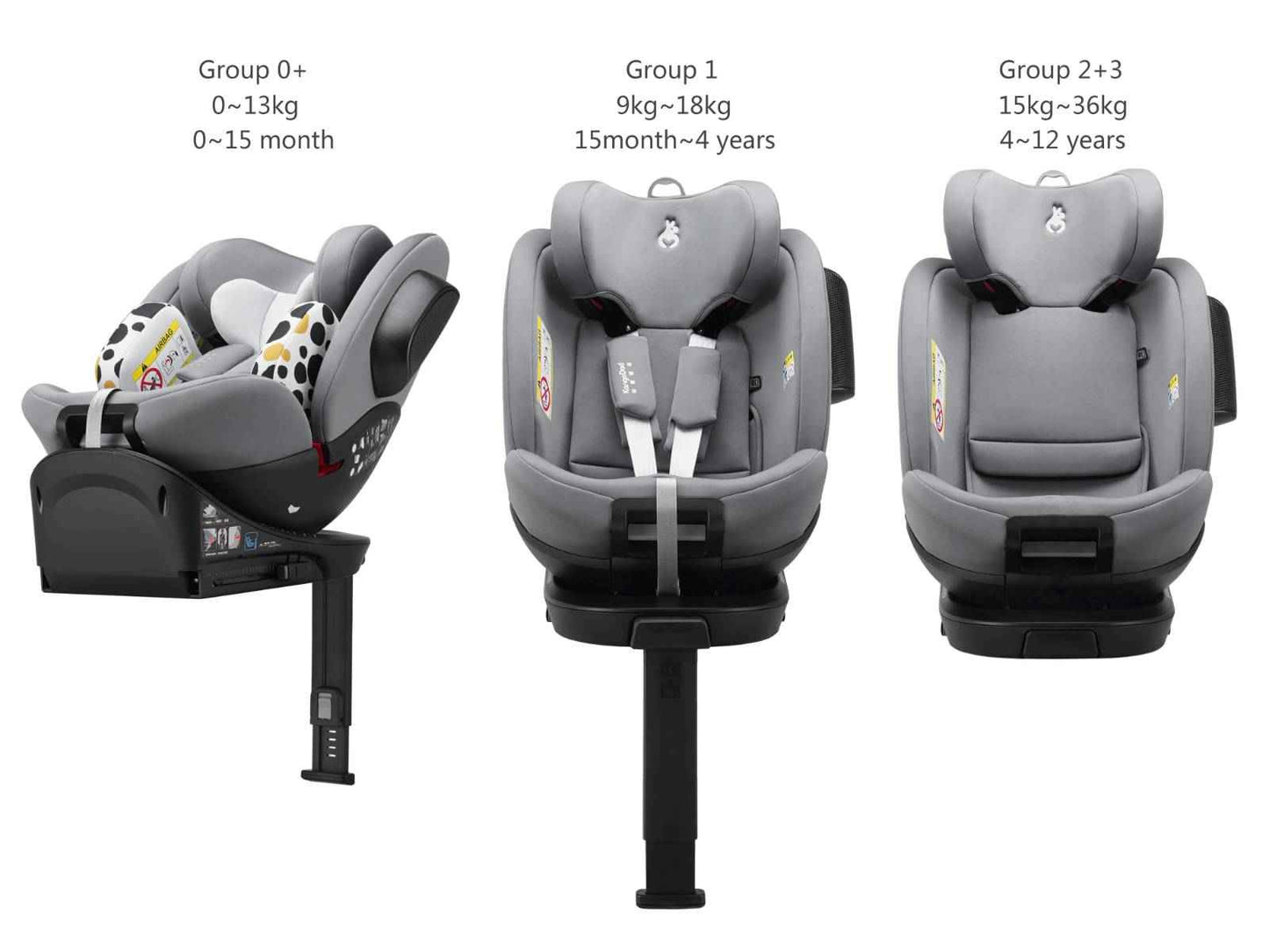 Kango Dad Come and Go 2 i-Size 360 Rotating Baby Car Seat – ISOFIX Convertible Child Seat with Side Impact Protection & Extended Rear Facing (Birth to 4 Years)