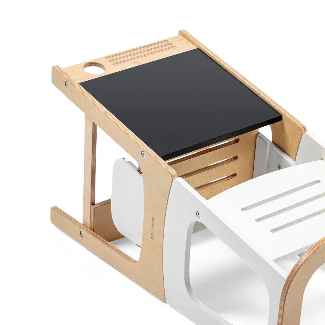 Maxi - Cosi Toucan Baby Learning Tower Wood, Montessori Toddler Step Stool, 18months - 150kg, Blackboard, Height - Adjustable Kitchen Helper, Converts into Desk+Stool, FSC® 100% Certified Wood, Natural Wood - Adenzo Comfies