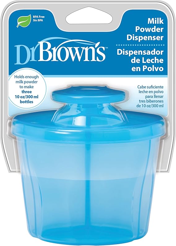 Dr. Brown’s Milk Powder Dispenser Blue – Portable Baby Formula Container with 3 Compartments, Easy - Pour Spout, Travel & Night Feeding Solution - Adenzo Comfies