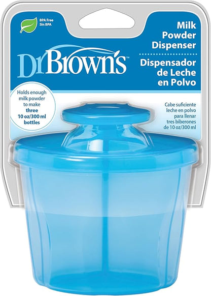 Dr. Brown’s Milk Powder Dispenser Blue – Portable Baby Formula Container with 3 Compartments, Easy - Pour Spout, Travel & Night Feeding Solution - Adenzo Comfies