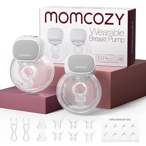 Momcozy S9 Pro Hands-Free Wearable Breast Pump, Electric Pump with 2 Modes & 9 Suction Levels, Long Battery Life, Portable & Quiet, 24mm