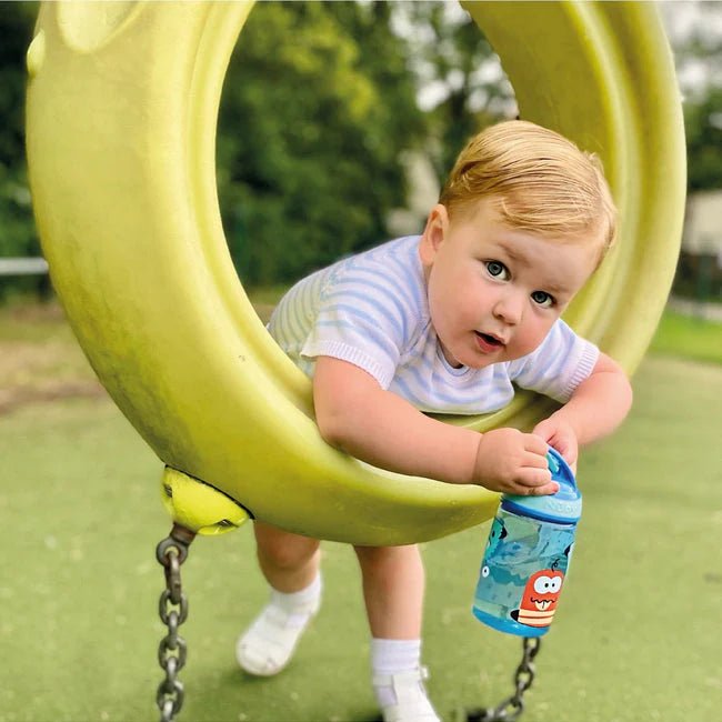 Nuby Mighty Swig Spill - Resistant Kids Water Bottle (360ml) – Bite - Resistant Flip - Top Straw, Vari - Flo Valve, Easy - Grip Handle Toddler Cup (18+ Months) - Adenzo Comfies