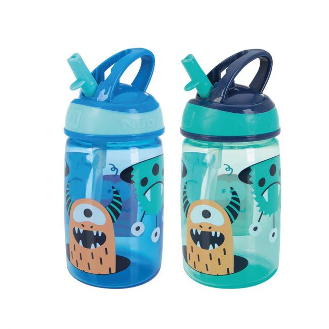 Nuby Mighty Swig Spill - Resistant Kids Water Bottle (360ml) – Bite - Resistant Flip - Top Straw, Vari - Flo Valve, Easy - Grip Handle Toddler Cup (18+ Months) - Adenzo Comfies
