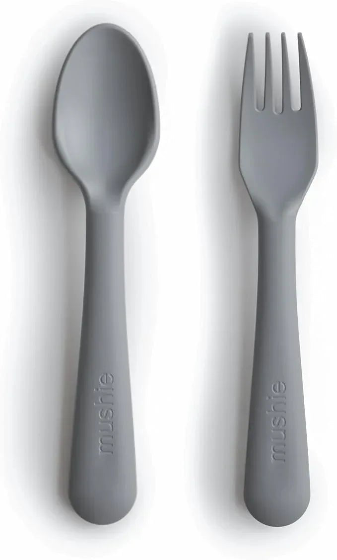 Mushie Flatware Fork and Spoon Set for Kids – Made in Denmark – Smoke - Adenzo Comfies