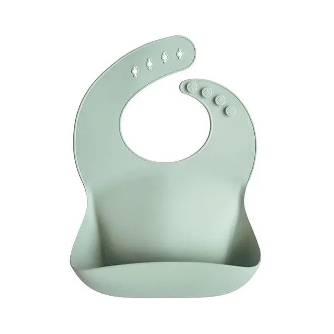 Mushie Silicone Baby Bib – Adjustable Fit Waterproof Bib – Cambridge Blue - Adenzo Comfies