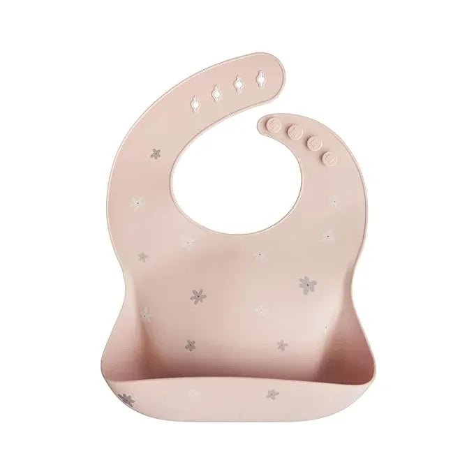 Mushie Silicone Baby Bib – Adjustable Fit Waterproof Bib – Daisy - Adenzo Comfies