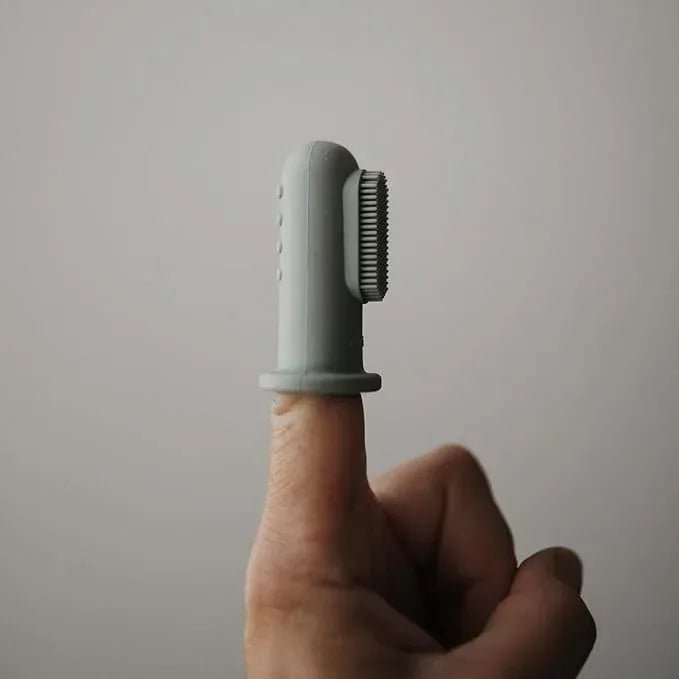 Mushie Baby Finger Toothbrush – Tradewinds/Stone – 2‑Pack - Adenzo Comfies