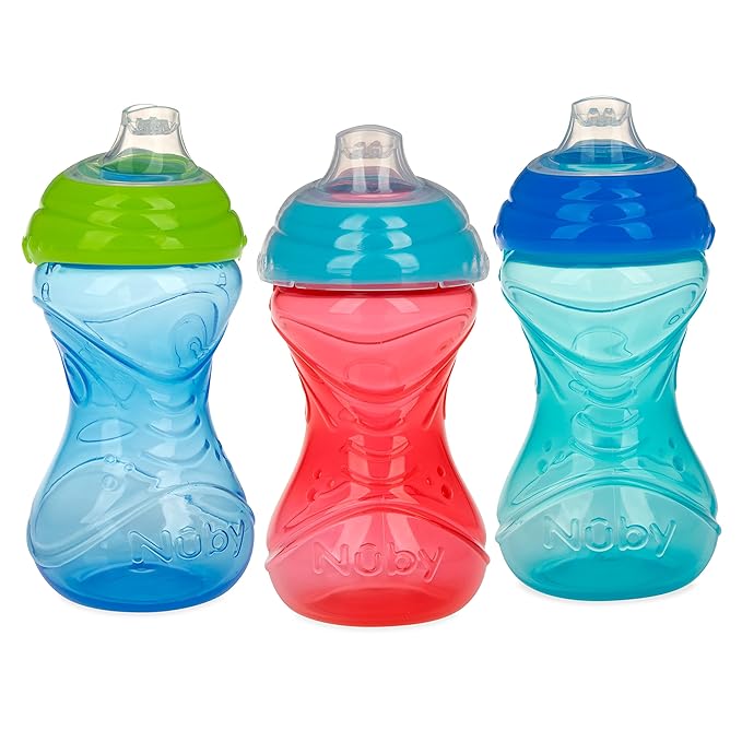 Nuby No - Spill Soft Spout Sippy Cup (10oz/300ml) – Leak - Proof Silicone Spout Trainer Cup for Babies 6+ Months, Easy Grip, Dishwasher Safe - Adenzo Comfies