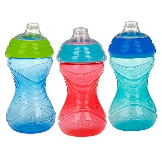 Nuby No - Spill Soft Spout Sippy Cup (10oz/300ml) – Leak - Proof Silicone Spout Trainer Cup for Babies 6+ Months, Easy Grip, Dishwasher Safe - Adenzo Comfies