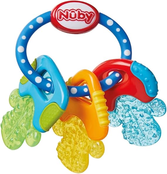 Nuby IcyBite Keys Teether – Soothing Baby Teething Toy, Multiple Teething Surfaces, Refrigerator Safe Cooling Gel, Easy Grip, Suitable from 3 Months+ - Adenzo Comfies