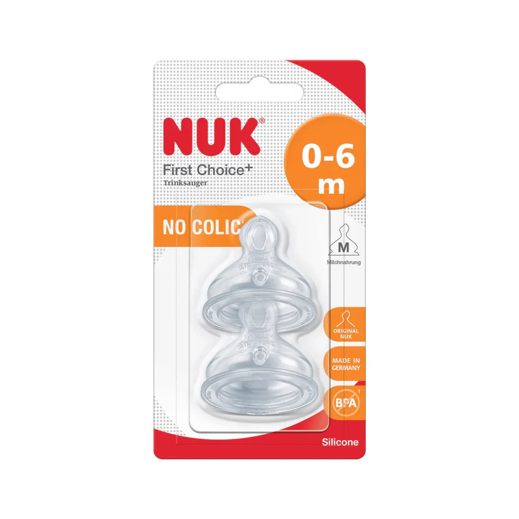 Nuk First Choice Anti-Colic Latex Teat Size  (0-6 Months) 2-Pack Orthodontic.