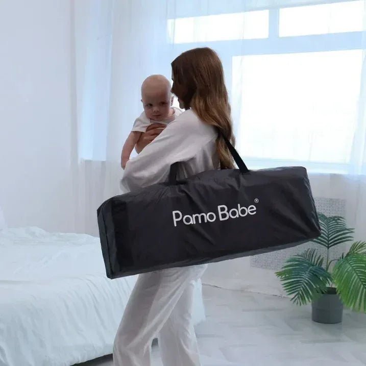 Pamo babe 4 - in - 1 Convertible Baby Playpen with Bassinet, Napper, Changing Table & Travel Bag, Portable Playard with Canopy, Wheels & Storage - Adenzo Comfies