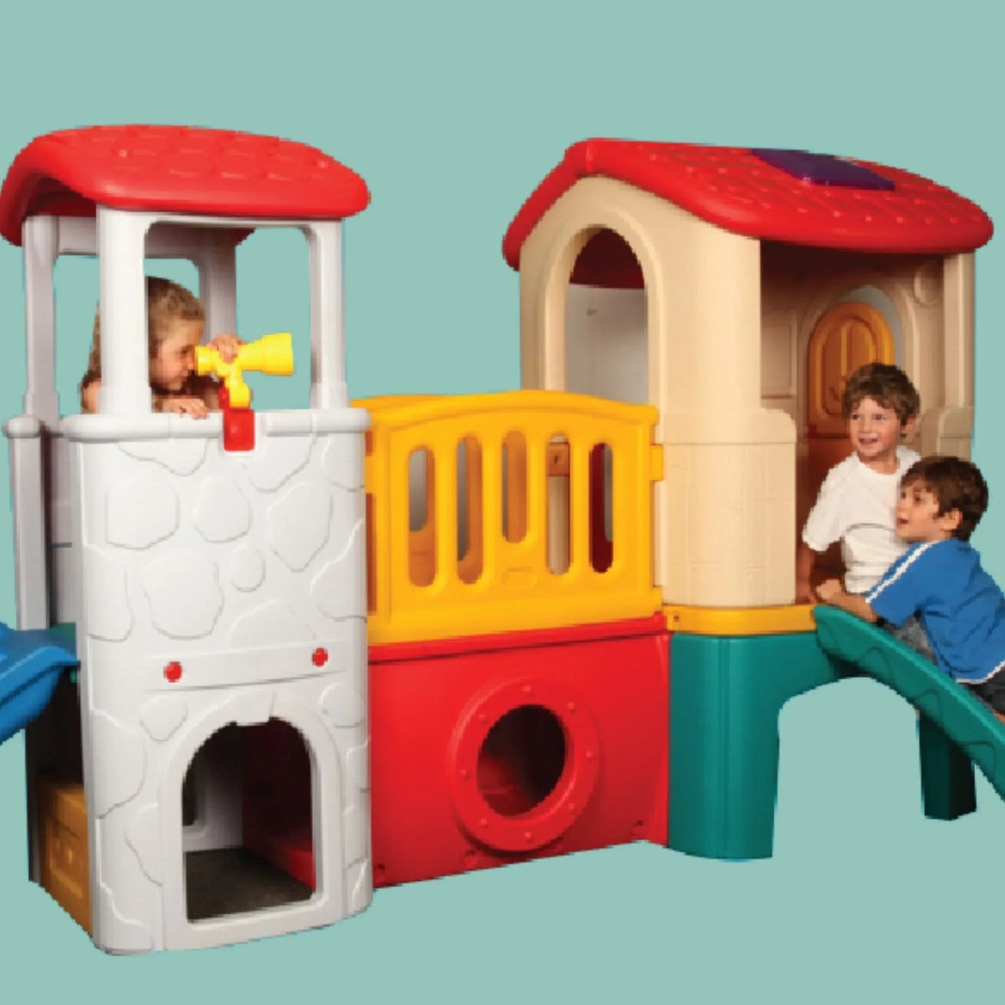 Kids Indoor & Outdoor Play Center | Durable Playhouse with Slide & Activity Zone (300×178×170 cm) - Adenzo Comfies