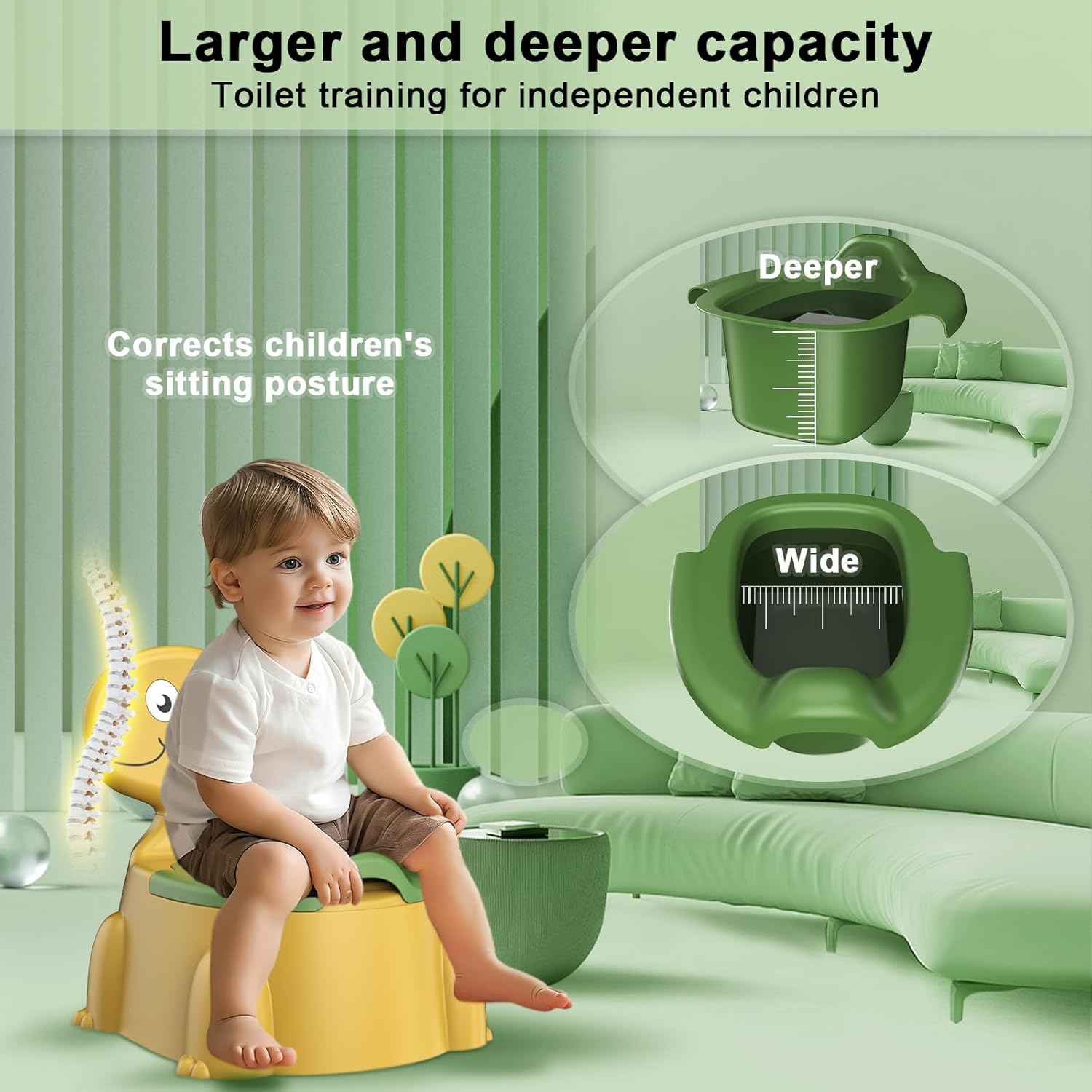 2-in-1 Toddler Potty Training Toilet Seat – Portable Baby Potty Chair with Splash Guard, Removable Bowl, Non-Slip Base (8 Months–6 Years)