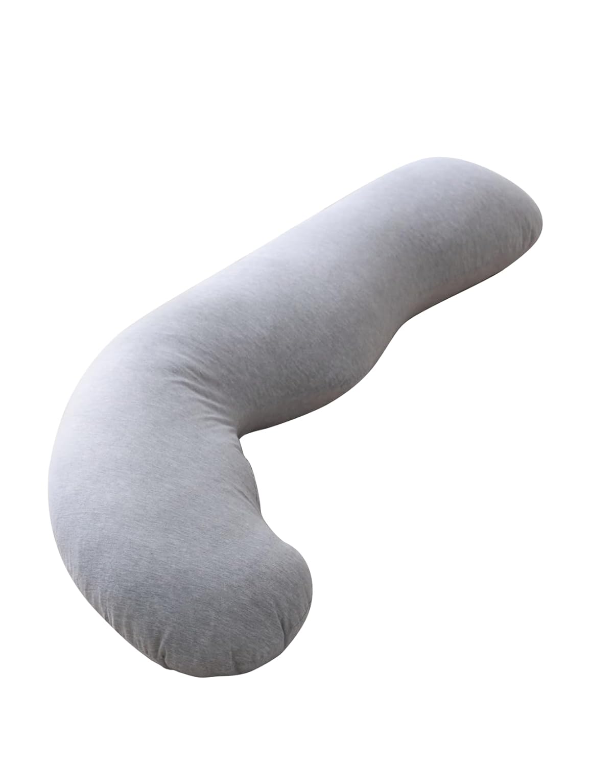 Momcozy J-Shaped Pregnancy Pillow for Side Sleeping – Soft Maternity Body Pillow with Jersey Cover for Head, Neck & Belly Support, Grey