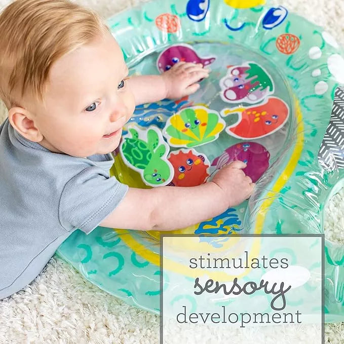 Infantino Tummy Time Pat & Play Water Mat –Baby Sensory Play Mat with Floating Toys, Air & Water Fillable for Motor Skill Development – for Newborns 3 Months+