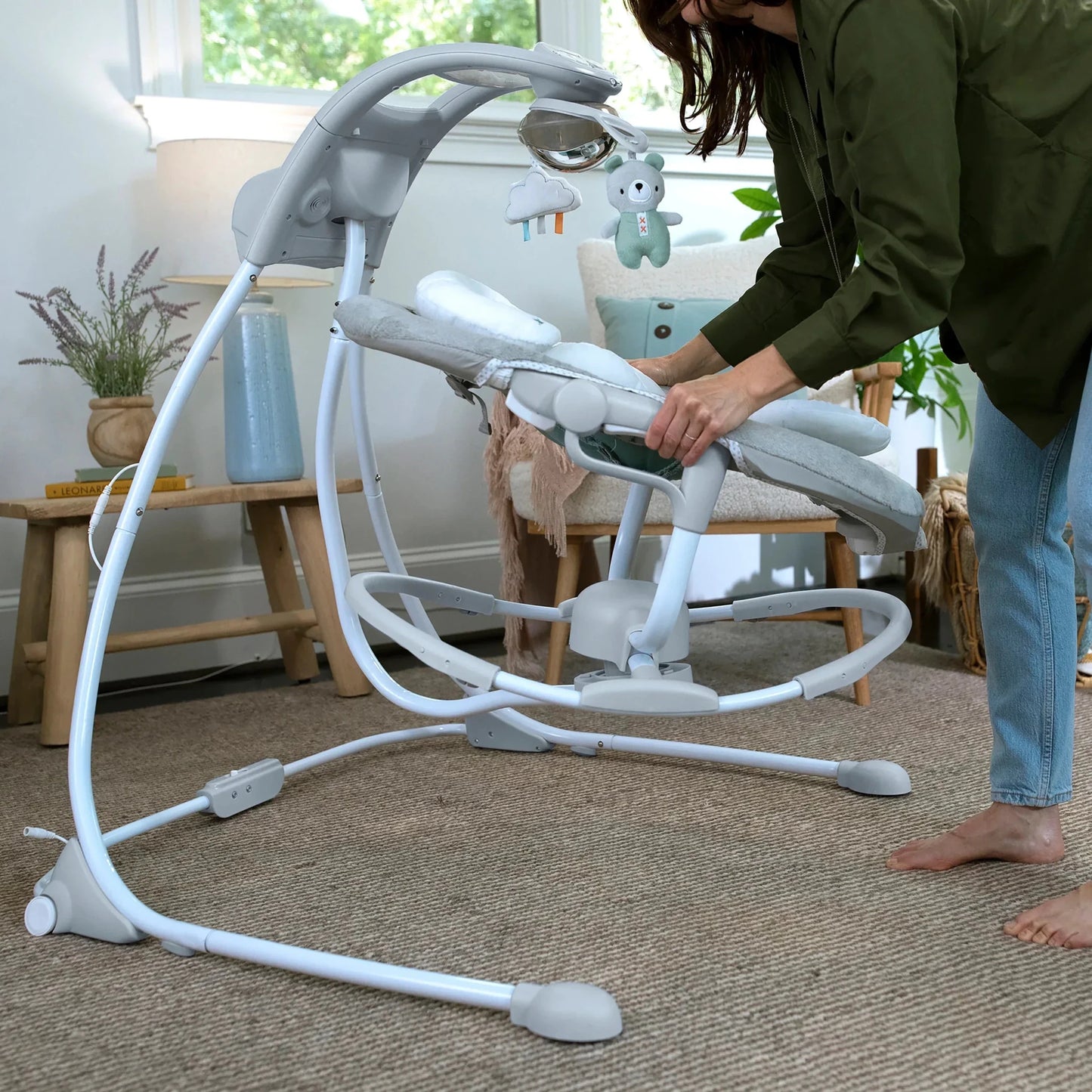 Ingenuity - Inlighten Soothing Electric Swing Cradle Lights Toys and Music - Adenzo Comfies