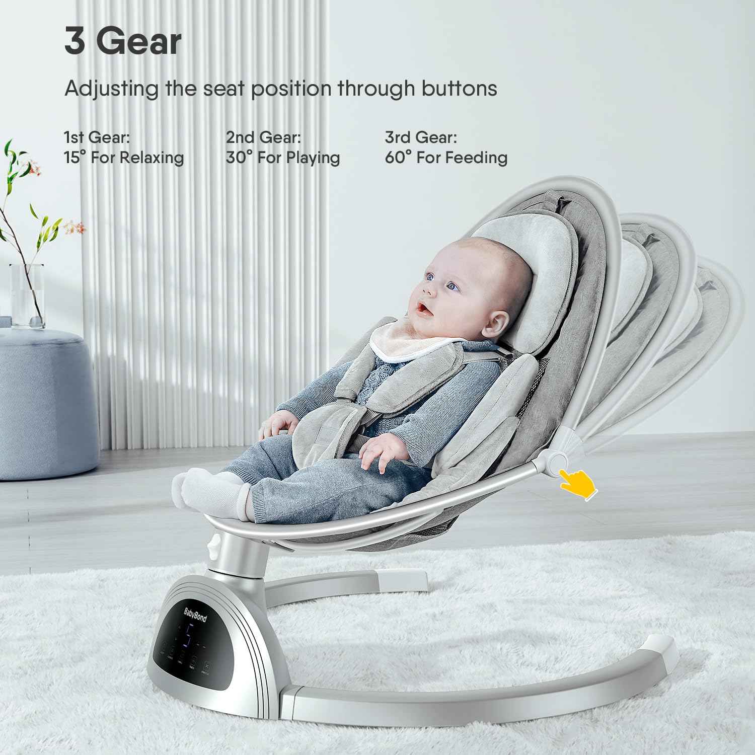 Electric Baby Swing for Infants to Toddler – 5 Sway Motions, Bluetooth Music, Remote Control, 5-Point Harness, Foldable Portable Swing with Mosquito Net (0–12 Months, Up to 20lbs)
