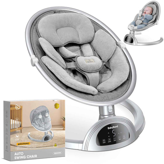 Electric Baby Swing for Infants to Toddler – 5 Sway Motions, Bluetooth Music, Remote Control, 5-Point Harness, Foldable Portable Swing with Mosquito Net (0–12 Months, Up to 20lbs)