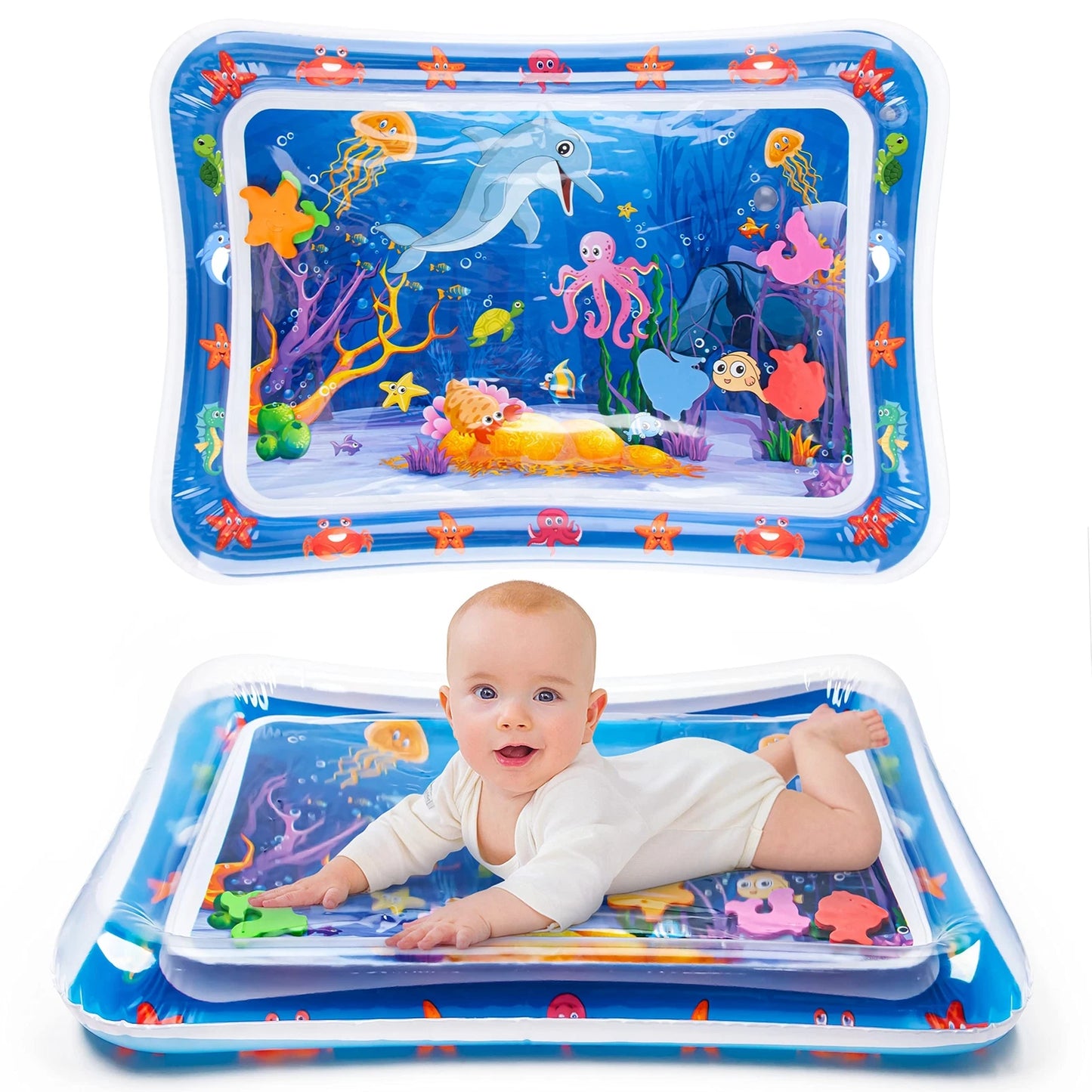 Tummy Time Water Mat 丨Water Play Mat for Babies Inflatable Tummy Time Water Play Mat for Infants and Toddlers 3 to 12 Months Promote Development Toys Cute Baby.