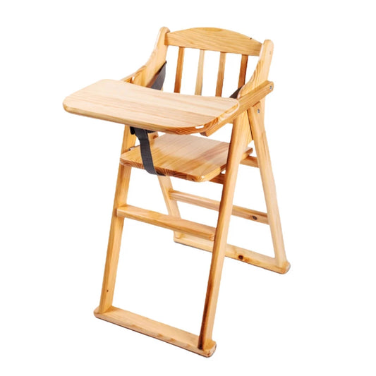 Adjustable & Foldable Wooden High Chair and Tray, Highchair for Babies and Toddlers Dining