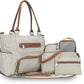 Little Story Diaper Bag  – Waterproof Multi-Compartment Baby Nappy Bag with Stroller Straps, Large Capacity Maternity Travel Tote (Ivory)