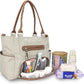 Little Story Diaper Bag  – Waterproof Multi-Compartment Baby Nappy Bag with Stroller Straps, Large Capacity Maternity Travel Tote (Ivory)