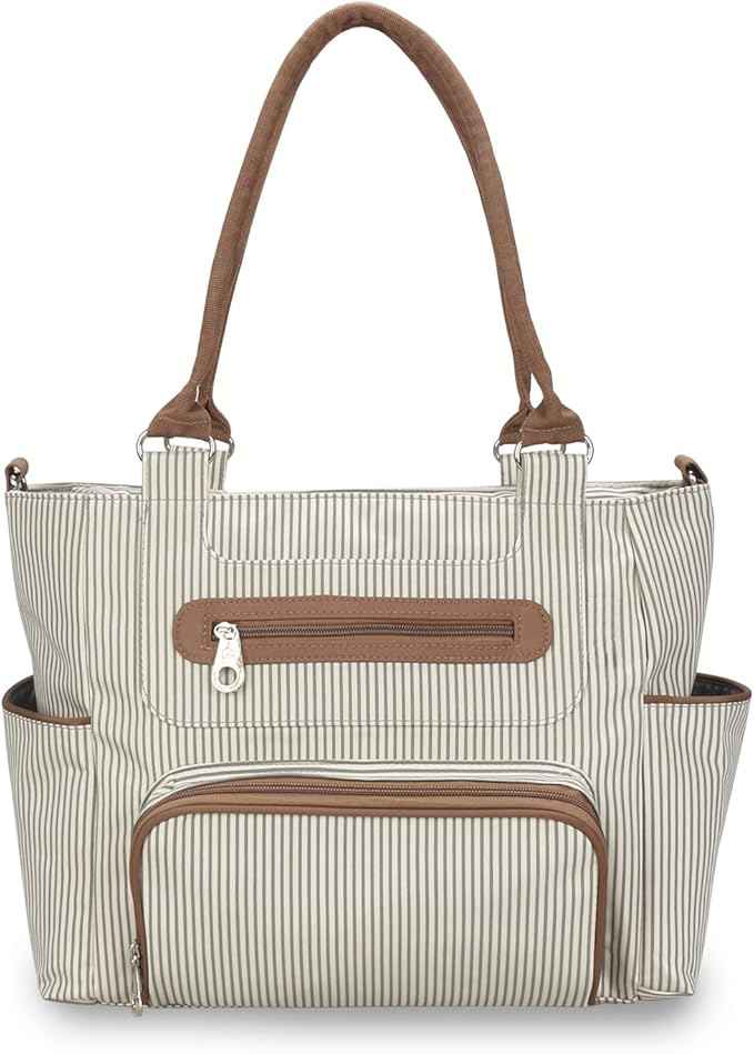 Little Story Diaper Bag  – Waterproof Multi-Compartment Baby Nappy Bag with Stroller Straps, Large Capacity Maternity Travel Tote (Ivory)