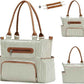 Little Story Diaper Bag  – Waterproof Multi-Compartment Baby Nappy Bag with Stroller Straps, Large Capacity Maternity Travel Tote (Ivory)