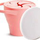 Munchkin C est Silicone! Collapsible Snack Catcher with Lid Coral - Toddler Food Cup.