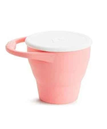 Munchkin C est Silicone! Collapsible Snack Catcher with Lid Coral - Toddler Food Cup.