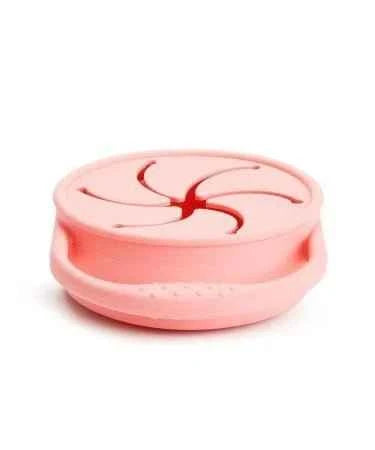 Munchkin C est Silicone! Collapsible Snack Catcher with Lid Coral - Toddler Food Cup.