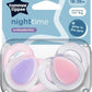 Tommee Tippee Night Time , Symmetrical Orthodontic Design, BPA-Free Silicone, 18-36m, Pack of 2 Dummies