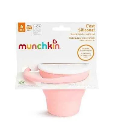 Munchkin C est Silicone! Collapsible Snack Catcher with Lid Coral - Toddler Food Cup.