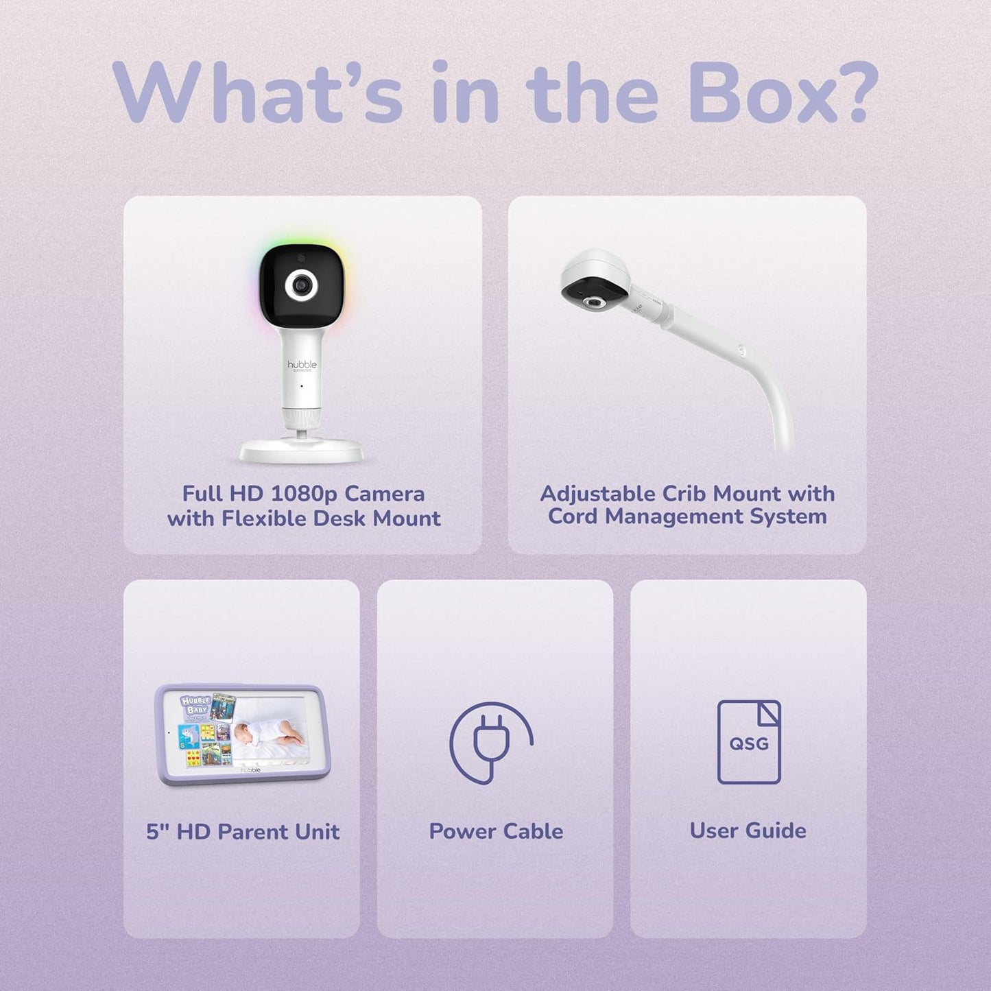 Hubble Sky Vision AI – White (Smart Baby Monitor with AI-Powered Tracking & Wi-Fi)