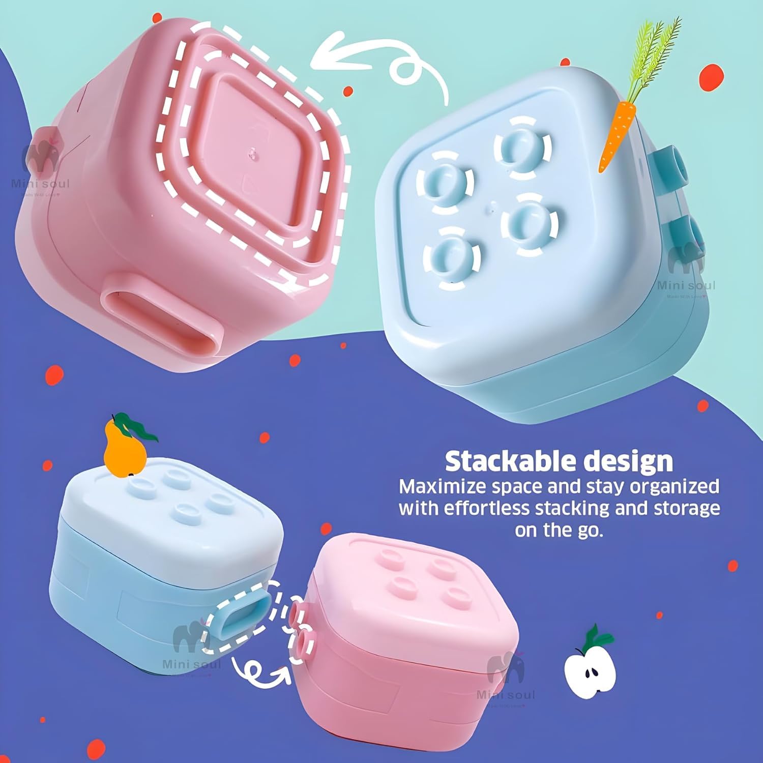 Transparent Stackable Portable BPA Free Food Grade Material Food Snack Container for Infant Baby Toddler Kids 120ml (4pcs) - Adenzo Comfies