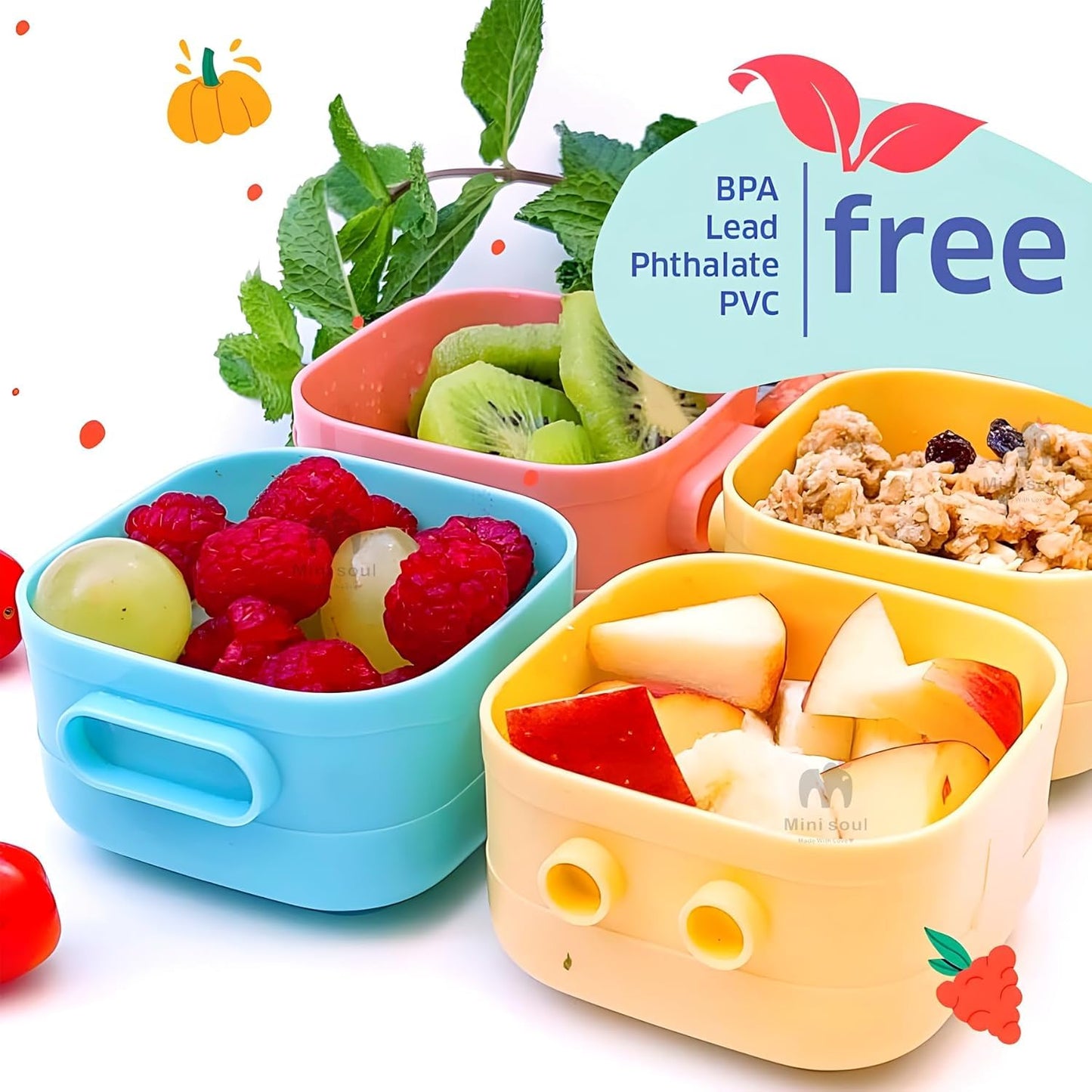 Transparent Stackable Portable BPA Free Food Grade Material Food Snack Container for Infant Baby Toddler Kids 120ml (4pcs) - Adenzo Comfies