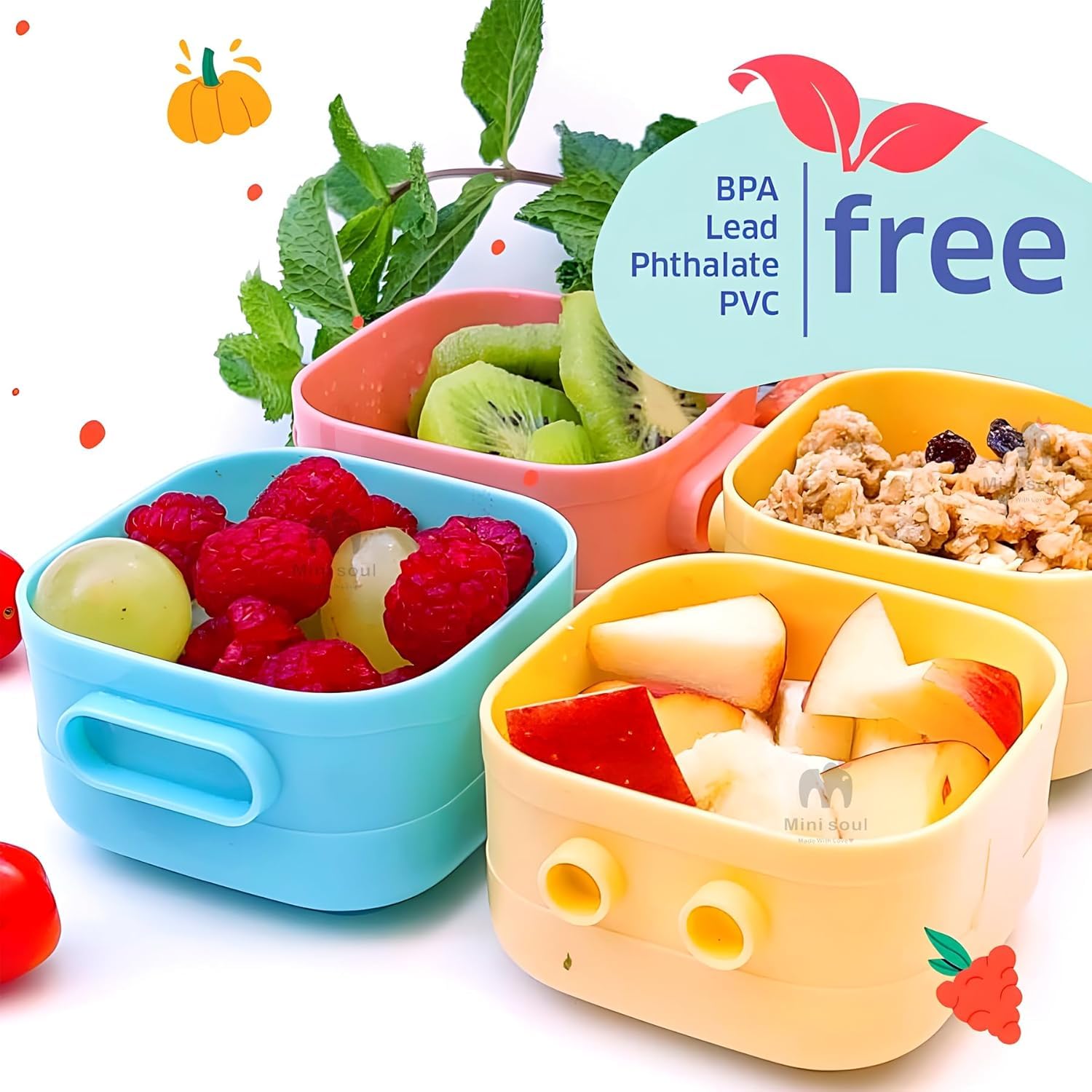 Transparent Stackable Portable BPA Free Food Grade Material Food Snack Container for Infant Baby Toddler Kids 120ml (4pcs) - Adenzo Comfies